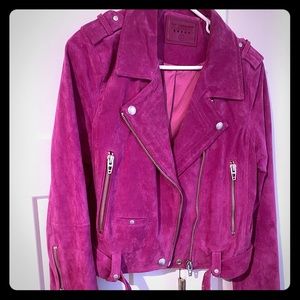 Blank NY magenta suede moto jacket